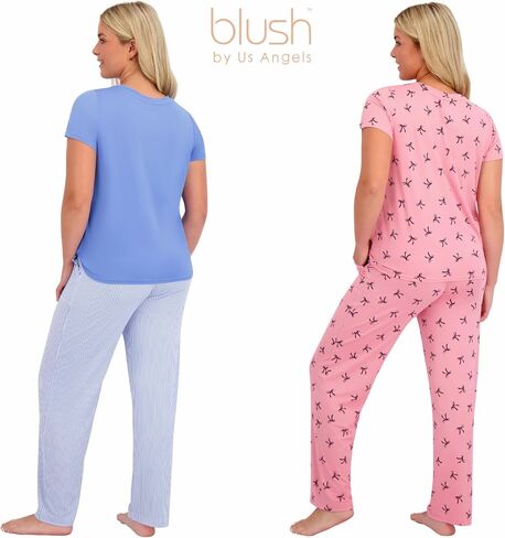 Ultra Soft Women's Pajama Set, Breathable Light Stretchy, Ladies Lounge Set, 4-Piece PJ Set in Saudi Arabia