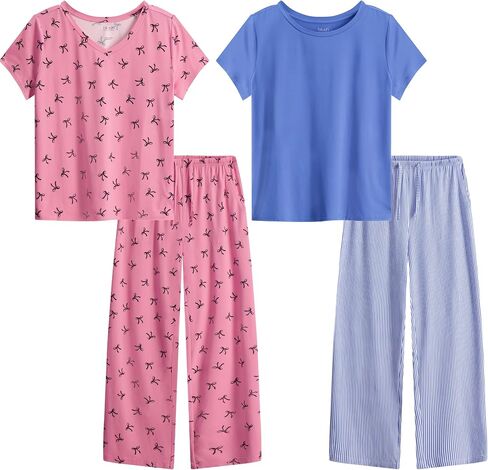 Ultra Soft Women's Pajama Set, Breathable Light Stretchy, Ladies Lounge Set, 4-Piece PJ Set in Saudi Arabia