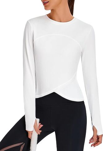BMJL Womens Prockout Tops Black Long Sleeve Terts Fall Yoga Heaking Tshirts Therts Cut in Kuwait