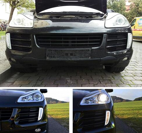 iJDMTOY Smoked Lens LED Daytime Running Lights Assy Compatible with 07-10 Porsche Cayenne w/Turn Signal Lamps, OEM Fit DRL LED Lights Assembly in Saudi Arabia