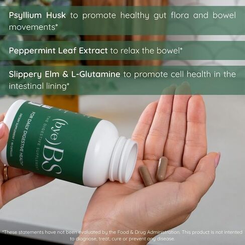 Digestive Support Supplement – Psyllium Husk, Slippery Elm, Peppermint Extract & L-Glutamine – Gut Health, Bloating & Constipation Support, Intestinal Lining & Bowel Function in Saudi Arabia
