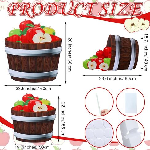 3 Pcs 20"-26" Fall Thanksgiving Harvest Theme Decoration Rustic Apple Orchard Cardboard Cutout Stand-up Set Autumn Farmhouse Apple Barrels Stand-ups Photo Booth Props for Party Supplies in Saudi Arabia