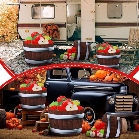 3 Pcs 20"-26" Fall Thanksgiving Harvest Theme Decoration Rustic Apple Orchard Cardboard Cutout Stand-up Set Autumn Farmhouse Apple Barrels Stand-ups Photo Booth Props for Party Supplies in Saudi Arabia