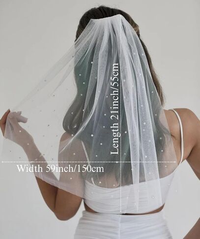 Wedding Veil with Pearls and Comb Bachelorette Party Veils for Bride in Kuwait