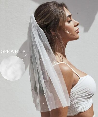 Wedding Veil with Pearls and Comb Bachelorette Party Veils for Bride in Kuwait