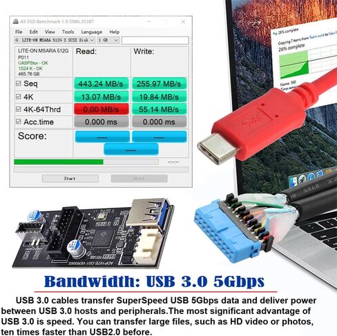 NFHK Single 19/20Pin Header to USB 3.0 19/20Pin Dual Ports Female PCBA Type Adapter Splitter HUB 5Gbps in Saudi Arabia