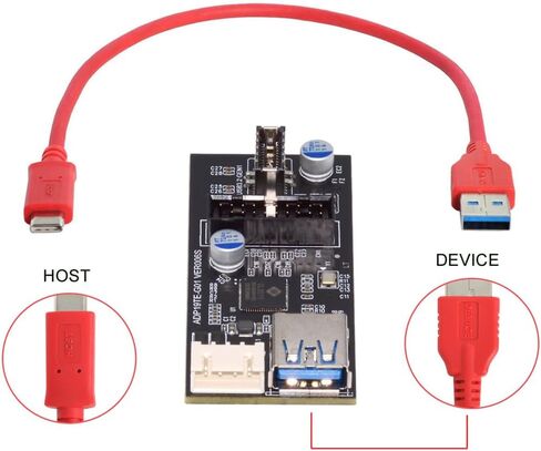 NFHK Single 19/20Pin Header to USB 3.0 19/20Pin Dual Ports Female PCBA Type Adapter Splitter HUB 5Gbps in Saudi Arabia