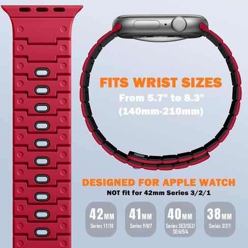 حزام ساعة مغناطيسي متوافق مع Apple Watch Ultra Band - حزام بديل رياضي من السيليكون المتين لـ iWatch Ultra Bands 49 مم سلسلة 10 46 مم 9/8/7 45 مم SE2/6/SE/5/4 44 مم 3/2/1 42 ​​مم، أسود in Saudi Arabia
