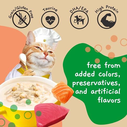 MOOCHIE Creamy Broth Seafood Multipack Cat Broth - Grain-Free, Real Salmon, Shrimp, Kanikama - No Artificial Flavors or Preservatives - 1.4oz x 16 Pouches in Saudi Arabia