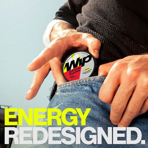 Wip Energy Pouches | 200mg Natural Caffeine | Vitamins and Minerals | Sour Cherry | 15 Pouches Per Can | 1 Can in Saudi Arabia