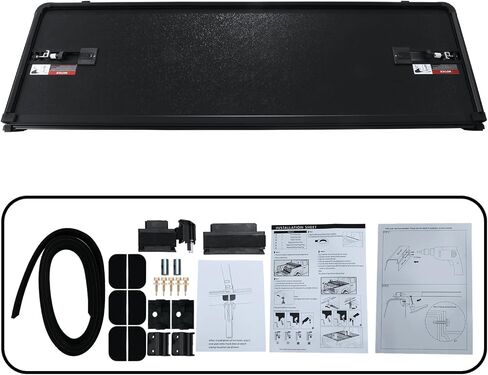 Pensun 4-Fold Hard Bed Tonneau Cover Fit for 2019-2025 Chevrolet Silverado GMC Sierra 1500 2500HD Pickup Truck Cover مع مصابيح LED-5.8 قدم （69.6in） in Kuwait