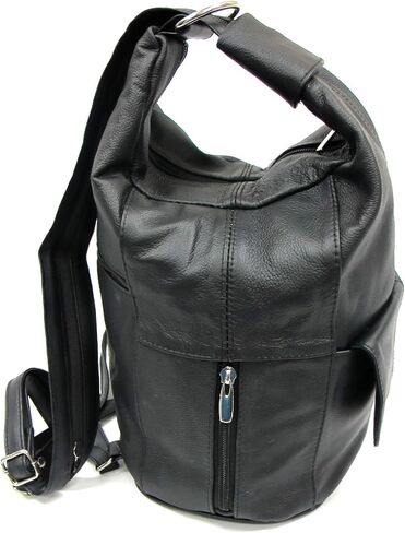 Womens Large Designer Tear Drop Genuine Leather Convertible Backpack Purse Sling Shoulder Bag (Black) in Saudi Arabia