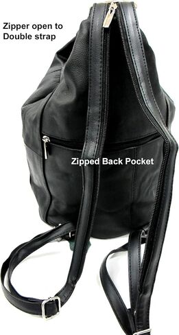 Womens Large Designer Tear Drop Genuine Leather Convertible Backpack Purse Sling Shoulder Bag (Black) in Saudi Arabia