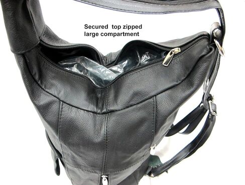 Womens Large Designer Tear Drop Genuine Leather Convertible Backpack Purse Sling Shoulder Bag (Black) in Saudi Arabia