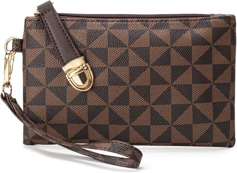Fashion Backpack Purse for Women Designer Convertible Travel Backpack PVC Shoulder Bag with Wallet (Checkered Brown-1) in Kuwait