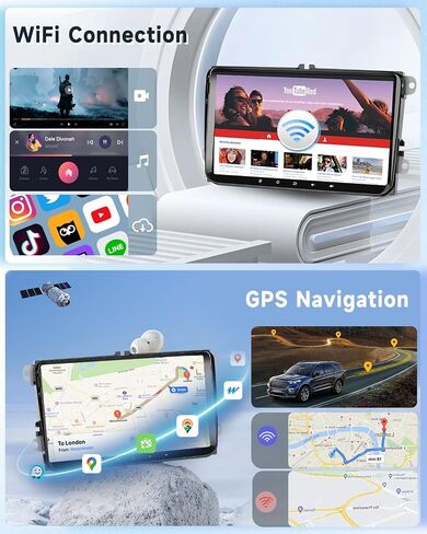 4+64G Android Car Radio for VW Passat Golf MK5 MK6 Jetta T5 EOS Polo Touran Seat Sharan Wireless Carplay Android Auto, 7'' Touchscreen Head Unit with Mirror Link WiFi GPS Bluetooth FM EQ Rear Camera in Saudi Arabia