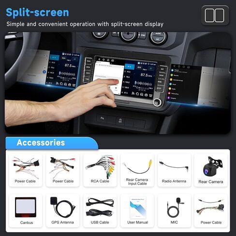 4+64G Android Car Radio for VW Passat Golf MK5 MK6 Jetta T5 EOS Polo Touran Seat Sharan Wireless Carplay Android Auto, 7'' Touchscreen Head Unit with Mirror Link WiFi GPS Bluetooth FM EQ Rear Camera in Saudi Arabia