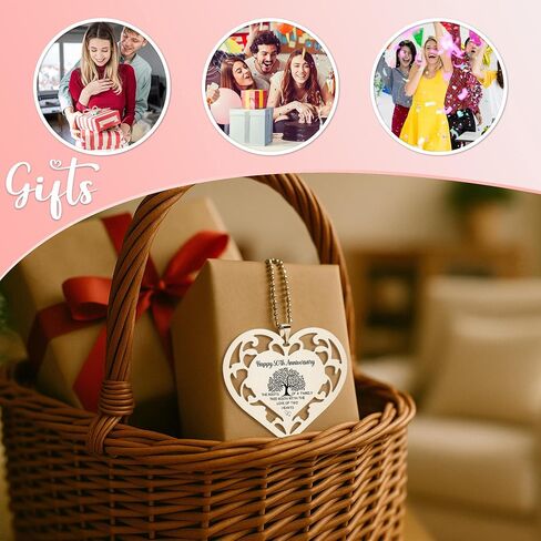50th Anniversary Ornament - Stainless Steel Heart with Engraved Family Tree, Golden Wedding Hanging Keepsake, Romantic 50 Year Marriage Milestone Gift for Couples & Home Décor Accent - FGC479 in Kuwait