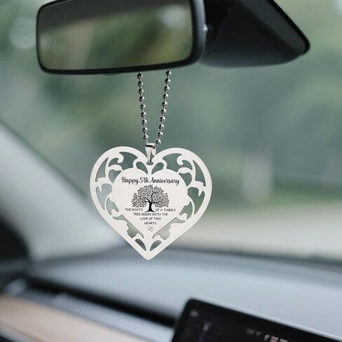 50th Anniversary Ornament - Stainless Steel Heart with Engraved Family Tree, Golden Wedding Hanging Keepsake, Romantic 50 Year Marriage Milestone Gift for Couples & Home Décor Accent - FGC479 in Kuwait