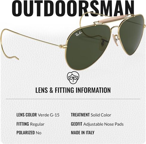 Ray-Ban RB3030 Outdoorsman Pilot على شكل نظارات شمسية للرجال والنساء مع مجموعة نظارات Rayban الرسمية in Saudi Arabia
