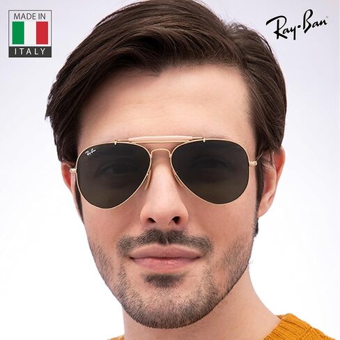 Ray-Ban RB3030 Outdoorsman Pilot على شكل نظارات شمسية للرجال والنساء مع مجموعة نظارات Rayban الرسمية in Saudi Arabia