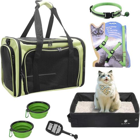 3-in-1 Pet Travel Kit, Cat/Dog Backpack Carrier, Soft-Sided Pet Carrier Airline Approved & Folding Portable Cat Litter Box, Pet Essentials for Outdoor Traveling in Saudi Arabia