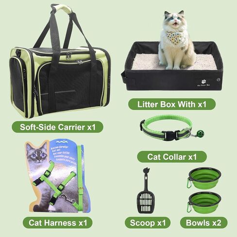 3-in-1 Pet Travel Kit, Cat/Dog Backpack Carrier, Soft-Sided Pet Carrier Airline Approved & Folding Portable Cat Litter Box, Pet Essentials for Outdoor Traveling in Saudi Arabia