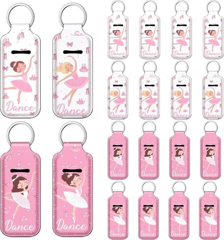 Weysat 20 Pcs Dance Lipstick Holder Keychain Bulk Lip Balm Holder with Portable Clip Sleeve Pink Pouch Keychain for Dance Team Party Favor Pocket Lip Balm Decoration in Saudi Arabia