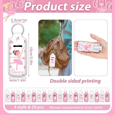 Weysat 20 Pcs Dance Lipstick Holder Keychain Bulk Lip Balm Holder with Portable Clip Sleeve Pink Pouch Keychain for Dance Team Party Favor Pocket Lip Balm Decoration in Saudi Arabia