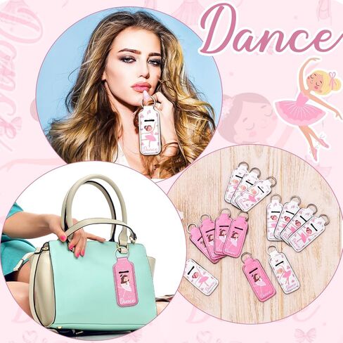 Weysat 20 Pcs Dance Lipstick Holder Keychain Bulk Lip Balm Holder with Portable Clip Sleeve Pink Pouch Keychain for Dance Team Party Favor Pocket Lip Balm Decoration in Saudi Arabia
