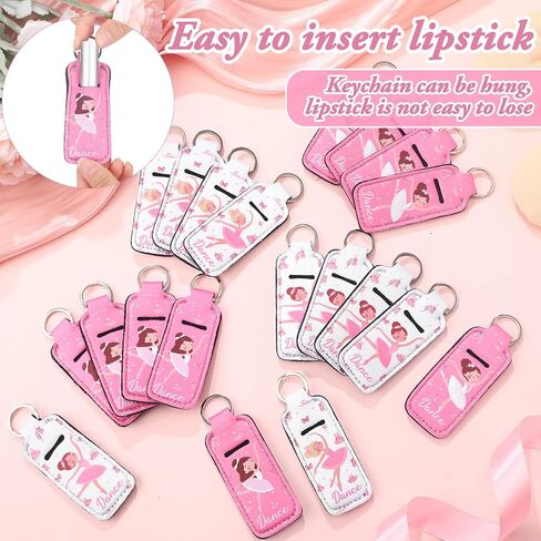 Weysat 20 Pcs Dance Lipstick Holder Keychain Bulk Lip Balm Holder with Portable Clip Sleeve Pink Pouch Keychain for Dance Team Party Favor Pocket Lip Balm Decoration in Saudi Arabia