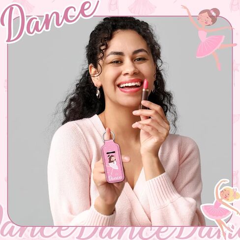 Weysat 20 Pcs Dance Lipstick Holder Keychain Bulk Lip Balm Holder with Portable Clip Sleeve Pink Pouch Keychain for Dance Team Party Favor Pocket Lip Balm Decoration in Saudi Arabia