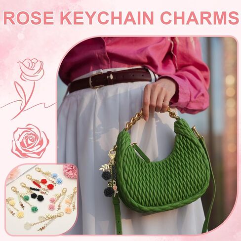 uxcell Rose Keychain Charm, Purse Keychain Tassel for Women in Saudi Arabia
