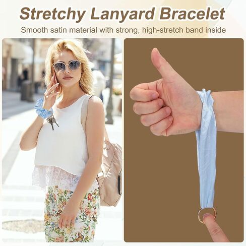 uxcell keychain wristlet ، stretcy lanyard bracelet scrunchie keychain ، jey rowist rowist rastlet chain in Saudi Arabia