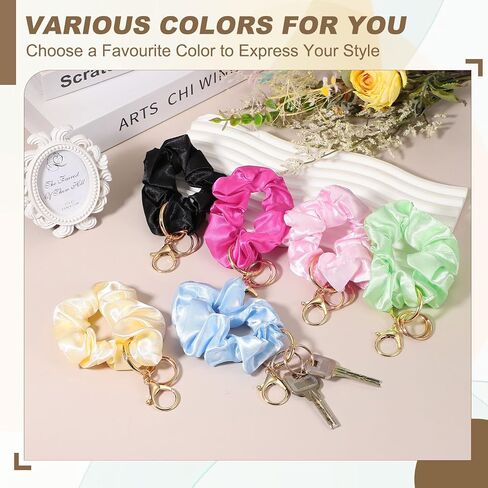 uxcell keychain wristlet ، stretcy lanyard bracelet scrunchie keychain ، jey rowist rowist rastlet chain in Saudi Arabia