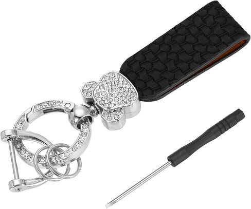 Harfington Car Key Chain Clip Clip Leather Key Fob Wristlet Keychain مع D Ring & Keyring Fit Women Men for Home Car in Saudi Arabia