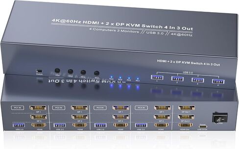 HDMI Displayport KVM Switch 2 Monitors 2 Computers, 8K60Hz 4K120Hz USB 3.0 Dual Monitor HDMI DP KVM Switch, 2 Port KVM Switch for Controlling 2 PC with 1 Set of Keyboard, Mouse and 2 Monitors in Saudi Arabia