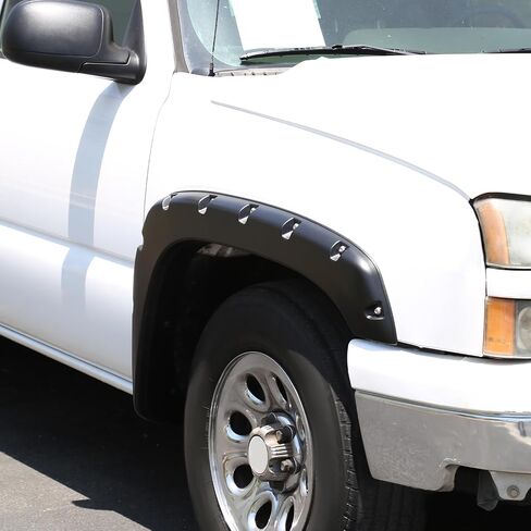 Spec-D Tuning 4PC Front + Rear Smooth Paintable Pocket Rivet Style Fender Flares Compatible with 1999-2007 Chevy Silverado in Saudi Arabia