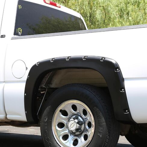 Spec-D Tuning 4PC Front + Rear Smooth Paintable Pocket Rivet Style Fender Flares Compatible with 1999-2007 Chevy Silverado in Saudi Arabia