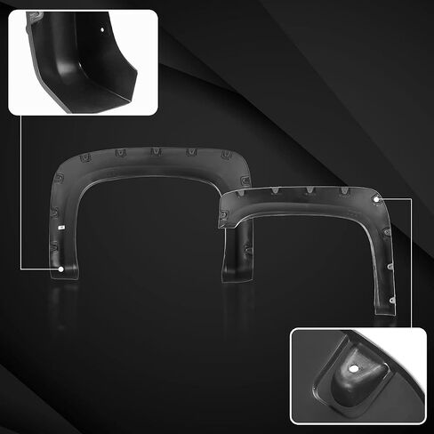 AUTOZENSATION Compatible with 2007-2013 Chevy Silverado 1500 69" Short Bed, 4 Pcs, Pocket Style Fender Flares Black in Saudi Arabia