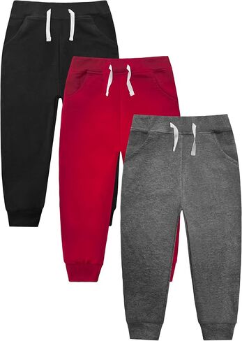 3 Pack Sweatpants Boys,Cotton Toddler Jogger Pants with Drawstring for Kids Toddler Boys in Kuwait