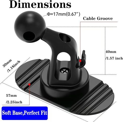 قاعدة كرة لاصقة مرنة متوافقة مع قوس Garmin GPS وذراع المقبس المزدوج 17 مم ، 0.67 "محول رأس الكرة ملتصقة الموصل كرة القدم 17 مم لألواح معلومات السيارة ، 2 عبوات (صغيرة) in Kuwait
