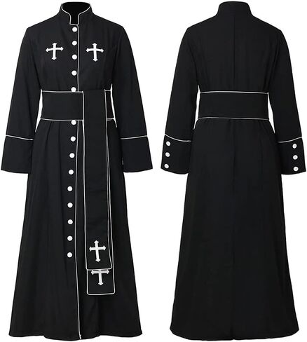 أزياء القس رداء روب رومان كاسوك مع طوق حامل أبيض/أسود 3pcs رداء سرق in Kuwait