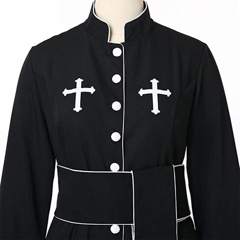 أزياء القس رداء روب رومان كاسوك مع طوق حامل أبيض/أسود 3pcs رداء سرق in Kuwait