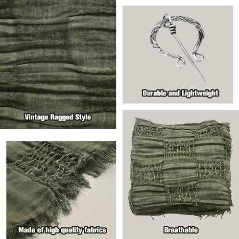 Medieval Scarf Cowl Men with Brooch, Viking Cowl Hood Cloak, Renaissance Rogue Hooded Shaw, for Halloween Cosplay in Saudi Arabia