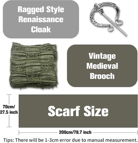 Medieval Scarf Cowl Men with Brooch, Viking Cowl Hood Cloak, Renaissance Rogue Hooded Shaw, for Halloween Cosplay in Saudi Arabia