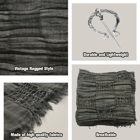 Medieval Scarf Cowl Men with Brooch, Viking Cowl Hood Cloak, Renaissance Rogue Hooded Shaw, for Halloween Cosplay in Saudi Arabia