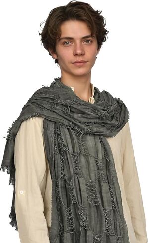 Medieval Scarf Cowl Men with Brooch, Viking Cowl Hood Cloak, Renaissance Rogue Hooded Shaw, for Halloween Cosplay in Saudi Arabia