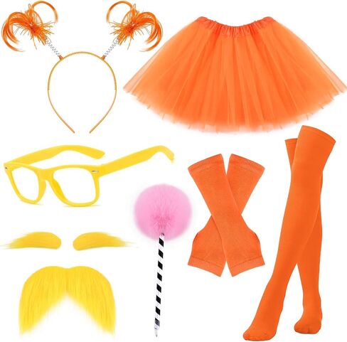 7 Pcs Halloween Costume Include Hair Headband,Tutu Skirt,Mustache Eyebrows for Women Girl Character Cosplay in Saudi Arabia