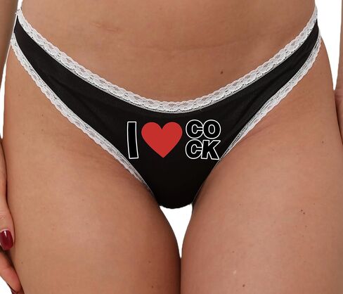 Knaughty Knickers I Heart Cock Love Dick Slutty Whore Black and White Bikini Banties Come Flirty Fun in Saudi Arabia
